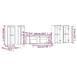 vidaXL Meubles TV 5 pcs Blanc Bois massif de pin pas cher