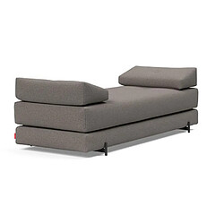 Inside 75 Méridienne design SIGMUND INDU Mixed Dance, Grey convertible lit 160*200 cm pieds Acier noir