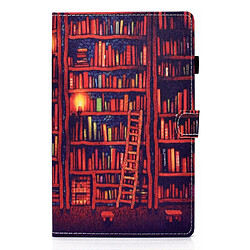 Etui en PU motif imprimé avec support et porte-cartes étagère à livres pour votre Lenovo Tab M10 Plus TB-X606F