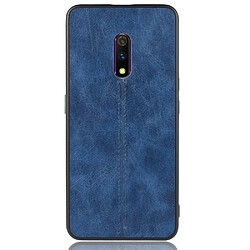 Wewoo Coque Pour Oppo Realme X antichoc couture peau de vache motif PC + PU + TPU bleu