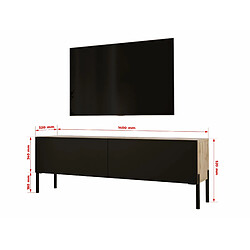 Avis 3XELIVING Meuble TV en couleur Chêne wotan / Noir mat avec pieds droits en noir, D: l : 140 cm, H : 52 cm, P : 32 cm