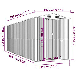 Helloshop26 Abri de jardin cabane cabanon maison de stockage remise extérieur hangar outils robuste clair 192 x 606 x 223 cm acier galvanisé marron 02_0022307 pas cher