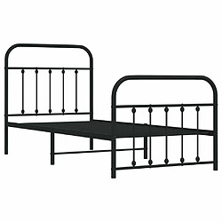 Maison Chic Lit adulte - Lit simple Cadre de lit métal avec tête de lit/pied de lit,Structure du lit Contemporain pour chambre noir 90x190 cm -MN78093 pas cher