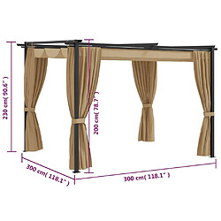 Maison Chic Tonnelle | Pergola avec rideaux 3x3 m Taupe Acier -GKD79692 pas cher