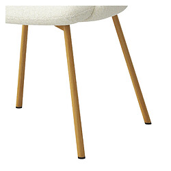 Moloo TRAVIS-Fauteuil de table en tissu Bouclé Ecru et métal décor chêne pas cher