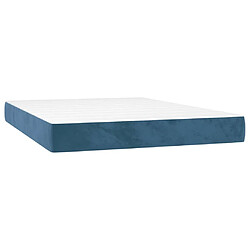 Maison Chic Lit Adulte - Lit simple Lit à sommier tapissier et matelas moelleux - Meuble de Chambre - Bleu foncé 140x200cm Velours -MN86413 pas cher