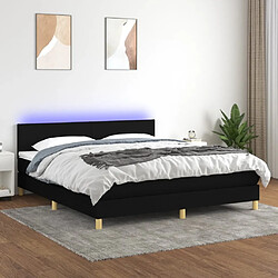 Sommier à lattes LED,Cadre à lattes de lit avec matelas pour Adulte Noir 160x200 cm Tissu -MN59010