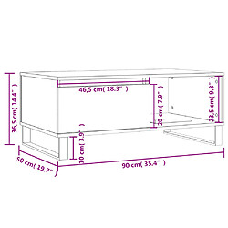 vidaXL Table basse Chêne sonoma 90x50x36,5 cm Bois d'ingénierie pas cher