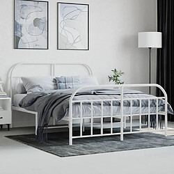 Avis Maison Chic Lit adulte - Lit simple Cadre de lit métal avec tête de lit/pied de lit,Structure du lit Contemporain pour chambre blanc 140x190cm -MN56631