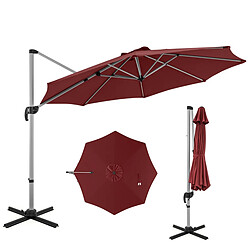 Helloshop26 Parasol extérieur de 33 cm parasol rond en porte-a-faux avec rotation à 360° inclinaison réglable parasol déporté résistant au vent rouge 20_0009020