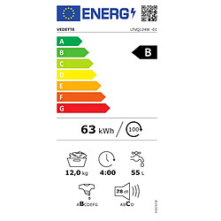 Lave-linge hublot 12kg 1400 tours/min blanc - LFVQ124W - VEDETTE