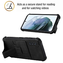 Coque en TPU + PU antichoc, avec béquille pliable, porte-cartes noir pour votre Samsung Galaxy S21 FE 5G