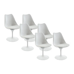 Vente-Unique Lot de 6 chaises en polypropylène, tissu et métal - Blanc - XAFY