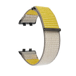 Bracelet en nylon respirant, réglable pour votre Oppo Watch 3 - Jaune/gris