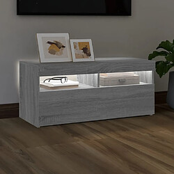 Avis Maison Chic Meubles TV avec lumières LED - Banc TV pour salon Sonoma gris 90x35x40 cm -MN51845