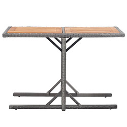 vidaXL Table de jardin Anthracite Résine tressée et bois d'acacia