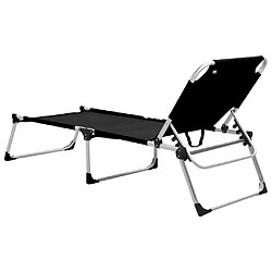 Maison Chic Chaise longue, Transat pliable extra haute pour seniors Noir Aluminium pas cher