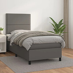 vidaXL Sommier à lattes de lit avec matelas Gris 90x200 cm Similicuir