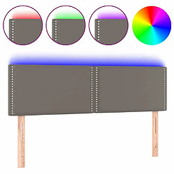 Maison Chic Tête de lit moderne à LED lumineuse pour chambre - Décoration de lit Gris 144x5x78/88 cm Similicuir -MN65890