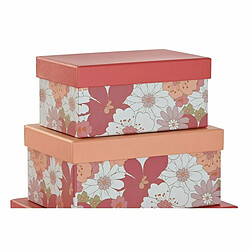 Avis Jeu de Caisses de Rangement Empilables DKD Home Decor Fuchsia Blanc Pêche Carton (43,5 x 33,5 x 15,5 cm)