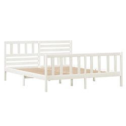 Avis Maison Chic Lit adulte - Lit simple Cadre de lit,Structure du lit Contemporain Blanc Bois massif 140x190 cm -MN10158