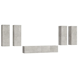 vidaXL Ensemble de meubles TV 6 pcs Gris béton Bois d'ingénierie