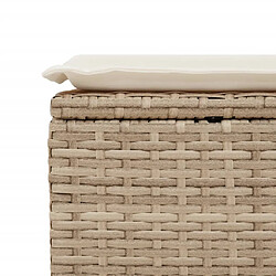 Acheter vidaXL Tabouret de jardin avec coussin beige 55x55x37cm résine tressée