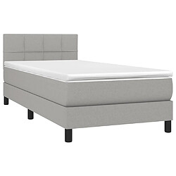 Avis Maison Chic Lit Adulte - Lit simple Lit à sommier tapissier avec matelas moelleux - Meuble de Chambre - Gris clair 90x200 cm Tissu -MN27964