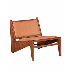 Nest Dream Fauteuil bas en bois de teck massif et recouvert de cuir italien - Compass