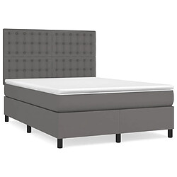 vidaXL Sommier à lattes de lit avec matelas Gris 140x200 cm Similicuir