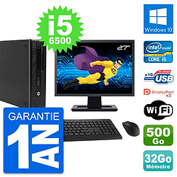 PC HP 800 G2 SFF Ecran 27" Intel i5-6500 RAM 32Go Disque 500Go Windows 10 Wifi - Occasion