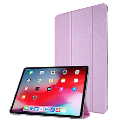 Etui en PU Texture de soie avec support tri-pliure rose pour Apple iPad Pro 12.9 pouces (2021)