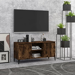 Maison Chic Meuble TV scandinave avec pieds - Banc TV pour salon en métal Chêne fumé 103,5x35x50 cm -MN15220