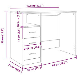 vidaXL Bureau vieux bois 102x76x50 cm bois d'ingénierie pas cher