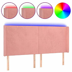 Maison Chic Tête de lit scandinave à LED,meuble de chambre Rose 163x16x118/128 cm Velours -MN60700