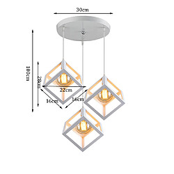 Stoex Plafonnier Antique À 3 Lumières Lustre Creative Cube Blanc Suspension Luminaire Rétro en Métal, Pour Bureau, Bar, Chambre À Coucher, Cuisine, E27 pas cher