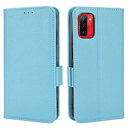 Etui en PU texture litchi, fermoir magnétique double, anti-chocs avec support, bleu clair pour votre Ulefone Note 12P