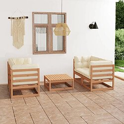 Maison Chic Salon de jardin 5 pcs + coussins - Mobilier/Meubles de jardin - Table et chaises d'extérieur bois de pin massif -MN11080