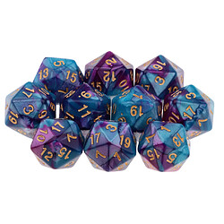 Acheter 10pcs 20 dés dés polyèdre dés dés pour d u0026 d trpg coupe jeu bleu + violet