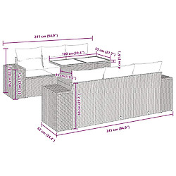 vidaXL Salon de jardin avec coussins 7 pcs beige résine tressée pas cher