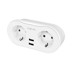 LogiLink SH0102 Prise électrique Wi-FI Smart Home 2 Prises (2 x CEE 7/7) + 2 Ports USB-A, contrôlable Via Application, IP 20, Compatible Tuya, Compatible avec Alexa et Google Home