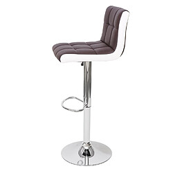 Mendler 2x Tabouret de bar HWC-G87, chaise bar/comptoir, réglable en hauteur ~ similicuir marron-blanc, pied chromé