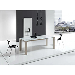 Inside 75 Table repas extensible ARMONIA 10 couverts 140/240x90cm pieds beiges plateau verre blanc