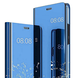 Htdmobiles Housse pour Xiaomi Redmi Note 12 Pro+ Plus 5G - etui portefeuille miroir clear view + verre trempe - BLEU