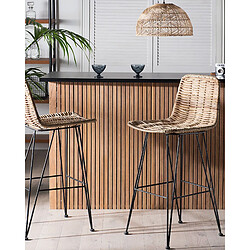 Beliani Lot de 2 chaises de bar CASSITA Rotin Naturel