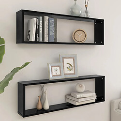 Maison Chic Lot de 2 Étagères cube murales,Etagère de rangement flottantes Noir 100x15x30 cm Aggloméré -MN28974