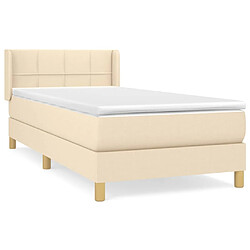 Maison Chic Structures de lit + matelas,Lit à sommier tapissier avec matelas Crème 80x200 cm Tissu -MN20642