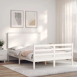 Avis Maison Chic Lit adulte - Cadre Structure de lit avec tête de lit Contemporain blanc 140x200 cm bois massif -MN79677