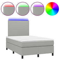 Maison Chic Lit adulte- Lit + matelas + LED,Sommier à lattes de lit matelas LED gris clair 120x190 cm tissu -GKD89872