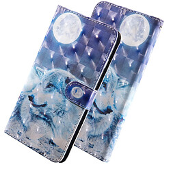 Acheter Etui en PU impression de motif de décor spot lune et loup pour votre Xiaomi Redmi Note 8 Pro